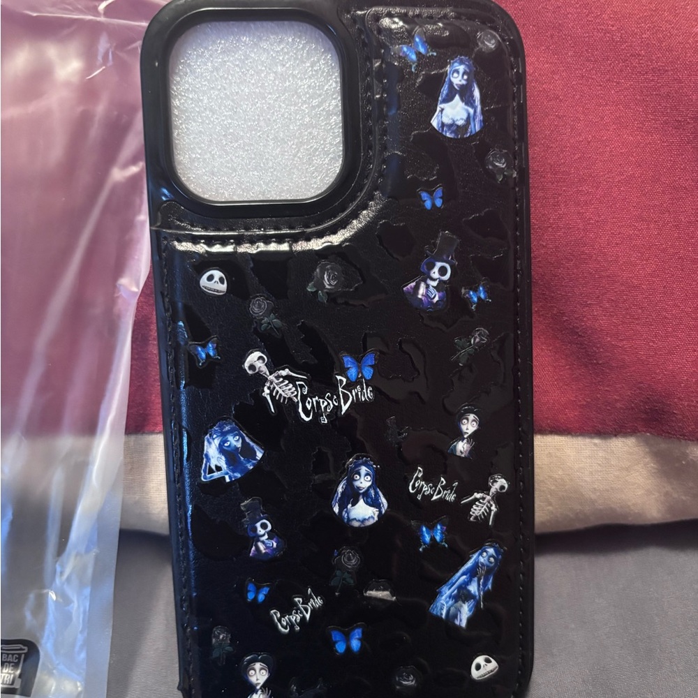 Corpse Bride Black Phone Wallet Case with Blue Accents